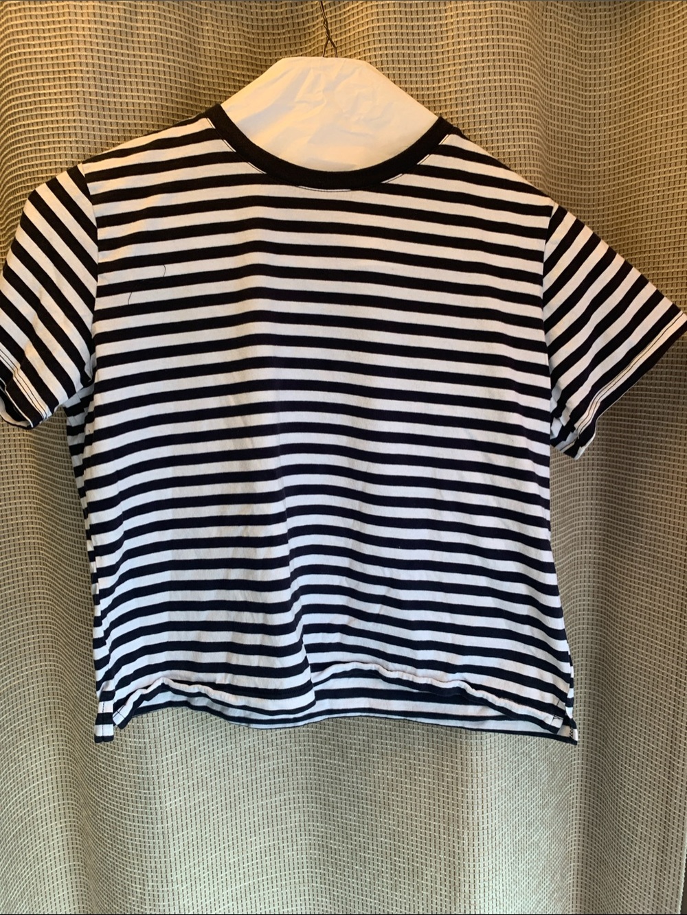 Kids Black & White Striped Crewneck Tee - Short Sleeve